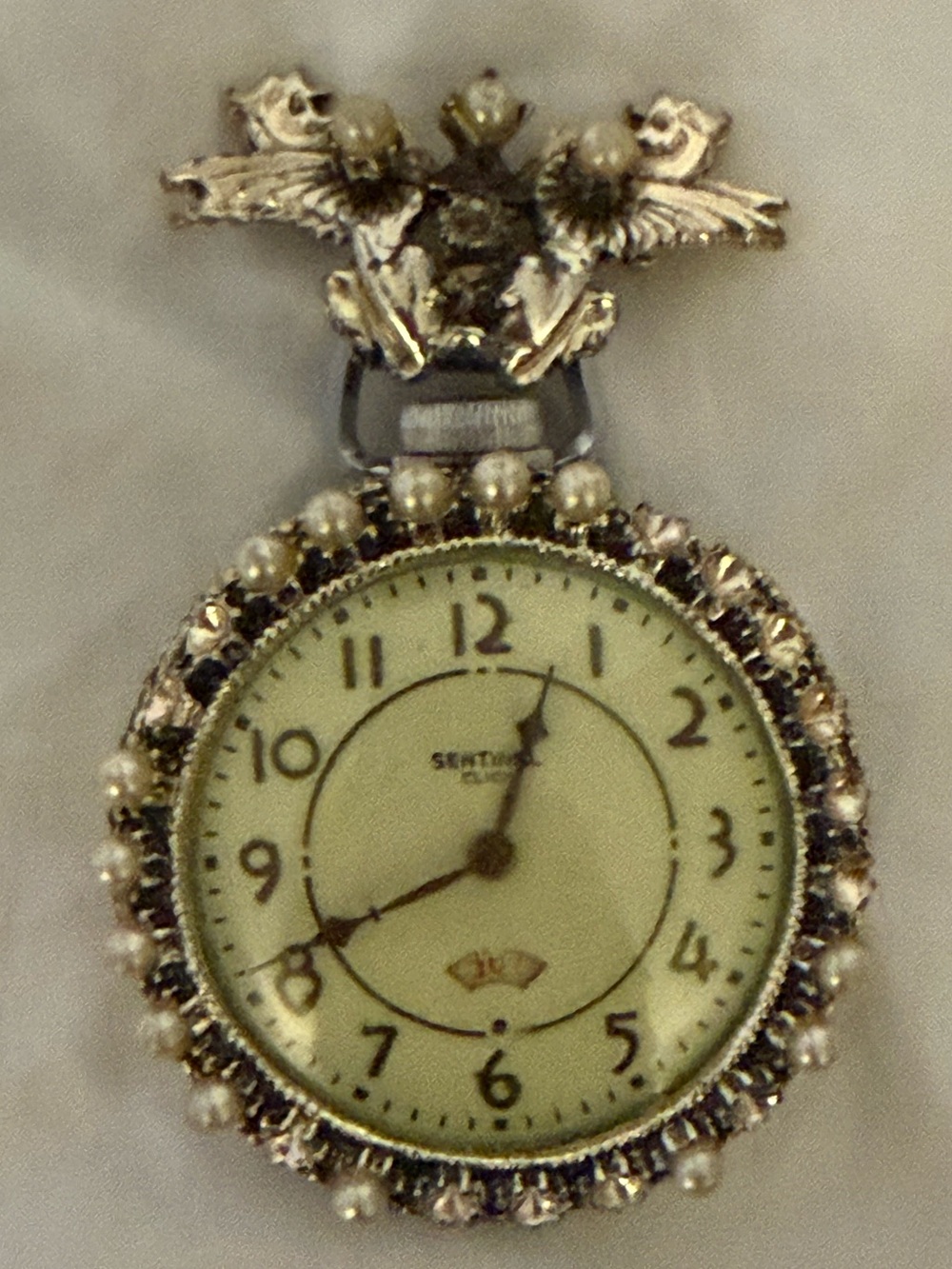 Vintage Ingraham Sentinel Click Pocket Watch turned Brooch
